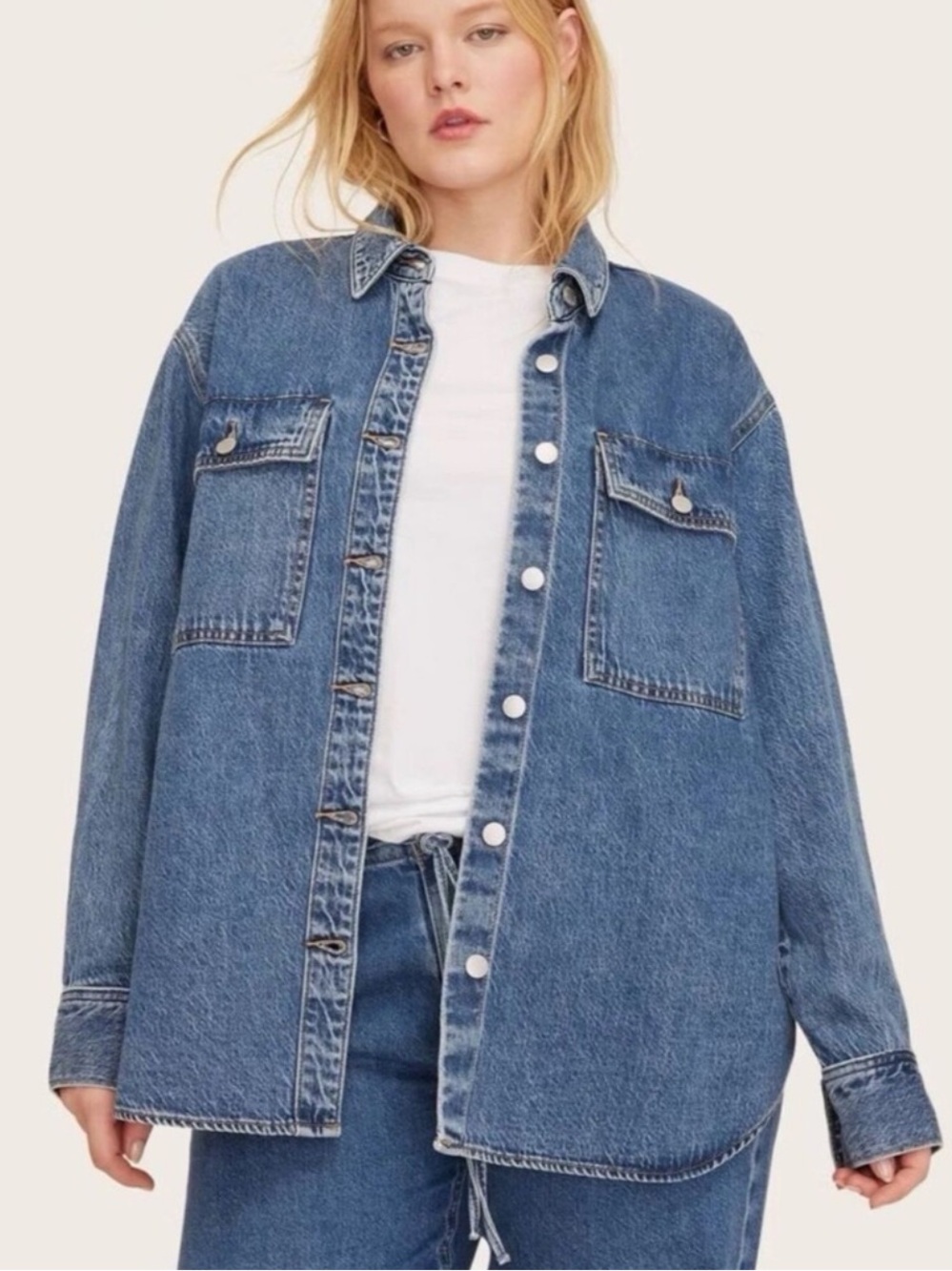 Parke X Target Light Wash Long Sleeve Jacket Denim Shacket Shirt Small